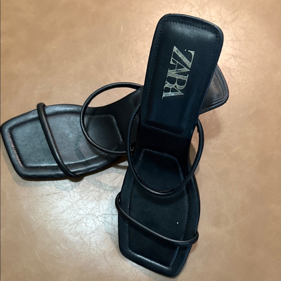 Zara Black Strappy Heels - Picture 2 of 5
